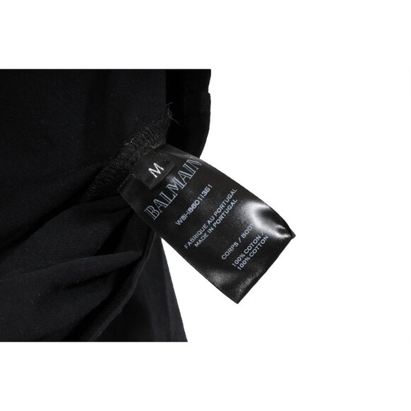 Balmain Men Logo T Shirt Size Medium  Black Short Sleeve Cotton - Picture 6 of 7